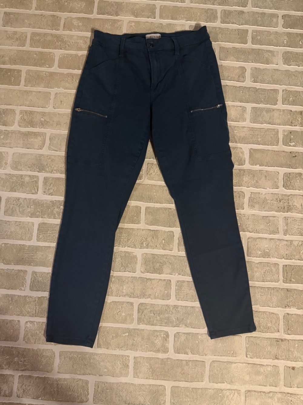 pistola Navy Slim Cargo Pants with Zip Pockets